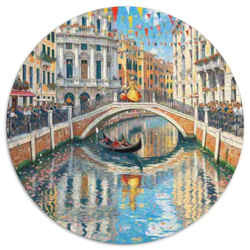 Venedig Kanäle Puzzle Rundes Puzzle 1000 Teile Circular Puzzles 1000pcs (67.5x67.5cm) Für Erwachsene Und Kinder Schöne Landschaft Pädagogisches Kreative DIY Karton von NAOFEKUID