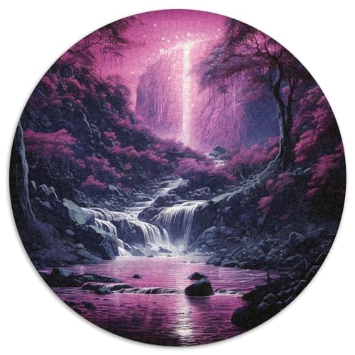 Waldkaskade Puzzle Rund Puzzles 1000 Teile Circular Puzzle 1000pcs (67.5x67.5cm) Für Erwachsene Und Kinder Stressabbau Spielzeug Kreative DIY Karton von NAOFEKUID