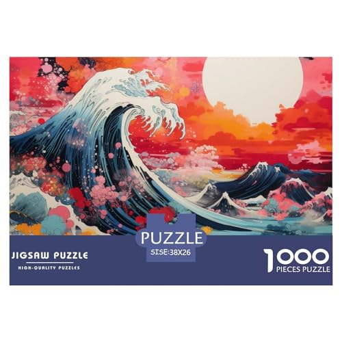 Wellen im japanischen Stil Puzzles 1000 Teile Puzzles 38x26cm/1000pcs Für Erwachsene Und Kinder Pädagogisches Familienpuzzle DIY Karton von NAOFEKUID