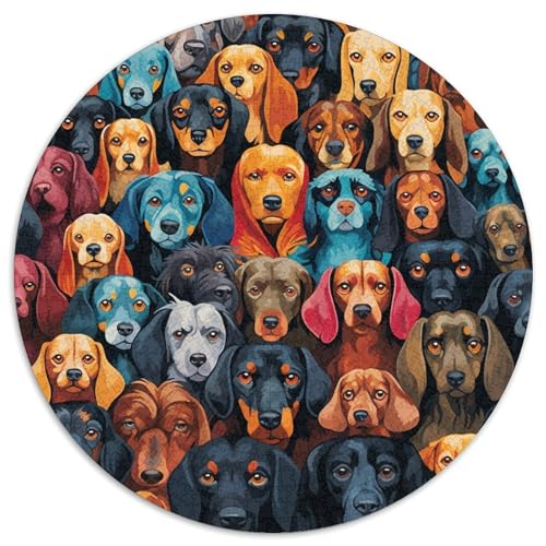 Welpen Puzzle Rund Puzzles 1000 Teile Circular Puzzles 1000pcs (67.5x67.5cm) Für Erwachsene Kinder Stressabbau Spielzeug Kreative DIY Karton von NAOFEKUID