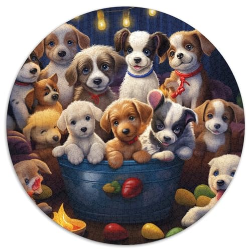 Welpen Puzzles Rundes Puzzle 1000 Teile Circular Puzzle 1000pcs (67.5x67.5cm) Für Erwachsene Und Kinder Pädagogisches Familienpuzzle DIY Karton von NAOFEKUID