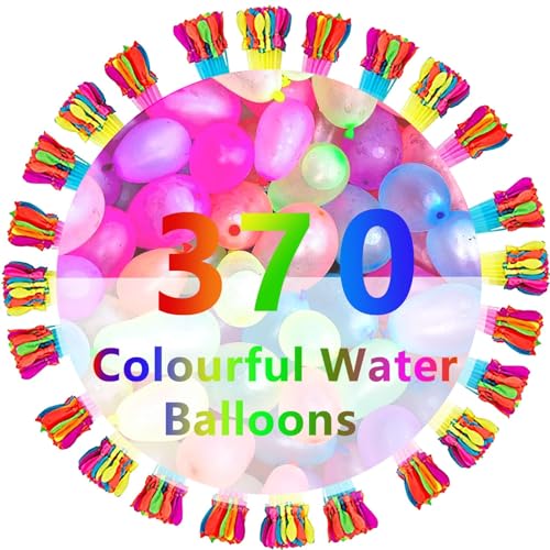 NAOLIU 370 Stück Wasserbomben, Wasserbombem Selbstschließend, Wasserballons mit 6 Wasserhahn Anschluss, Wasser luftballons, Wasserballons Selbstschließend, für Strände, Poolparty von NAOLIU