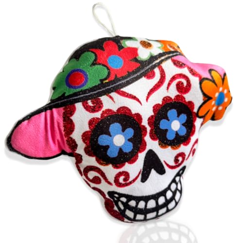 NARAMAKI Buntes mexikanisches Plüschtier – Plüsch Totenkopf aus Stoff zum Aufhängen 20 x 26 cm – Karneval – Karneval 2025 – Konfetti – Kostüm für Karneval von NARAMAKI