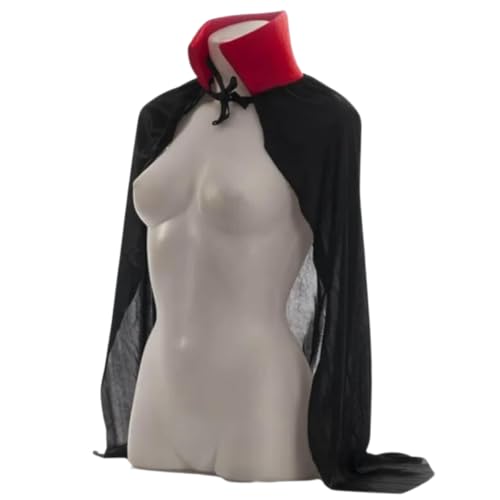 NARAMAKI Halloween Vampiro Umhang – kurz für Erwachsene mit Kragen 80 cm – Halloween-Umhang schwarz transparent mit rotem Kragen – Cosplay – Kostüm Verkleidung NARAMAKI Halloween Vampiro Umhang – kurz für Erwachsene mit Kragen 80 cm – Halloween-Umhang schwarz transparent mit rotem Kragen – Cosplay – Kostüm Verkleidung von NARAMAKI