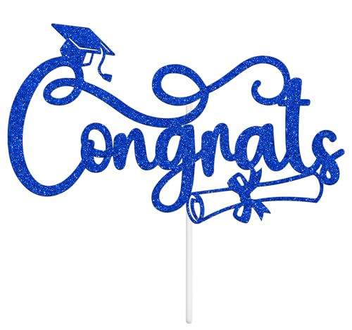 Congrats Cake Topper, Congratulations/So Proud of You, Class of 2024 High School/College Graduation Party Decorations Supplies, Blue Glitter Congrats Cake Topper, Congratulations/So Proud of You, Class of 2024 High School/College Graduation Party Decorations Supplies, Blue Glitter von NARLOPI