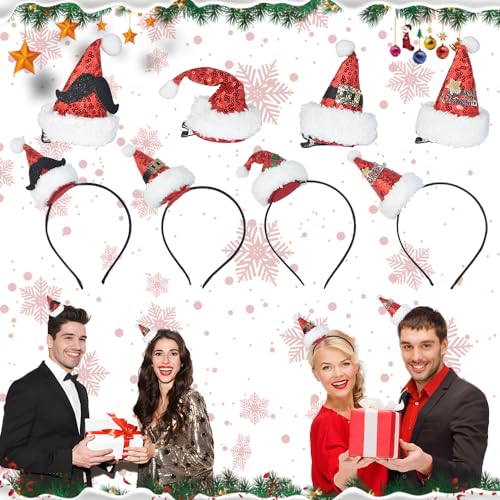 NAROSEBE 8 Stücke Weihnachtsmütze Haarspange Weihnachten Stirnband Mini Weihnachtsmütze Haarband Weihnachts Haarreifen Glitzer Weihnachtsmütze Haarklammern SantaKopfschmuck für Weihnachten Kostüm NAROSEBE 8 Stücke Weihnachtsmütze Haarspange Weihnachten Stirnband Mini Weihnachtsmütze Haarband Weihnachts Haarreifen Glitzer Weihnachtsmütze Haarklammern SantaKopfschmuck für Weihnachten Kostüm von NAROSEBE