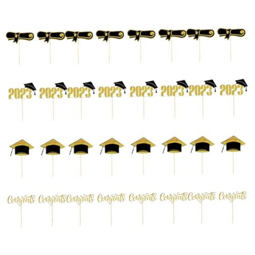 32pcs Abschluss Cupcake Toppers 2023 Mini -Klasse von 2023 Cupcake Toppers Supplies Glückwunsch Grad Cap Diploma Cupcake Picks für die Abschlussfeier von NASSMOSSE