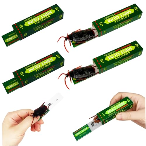 NASSMOSSE 4pcs Streichgummi lustige realistische falsche Kakerlaken Schock Kaugummi Praktischer Witz mit paketschockem Streichspielzeug für Halloween Fool's Day Party Gefälligkeiten NASSMOSSE 4pcs Streichgummi lustige realistische falsche Kakerlaken Schock Kaugummi Praktischer Witz mit paketschockem Streichspielzeug für Halloween Fool's Day Party Gefälligkeiten von NASSMOSSE