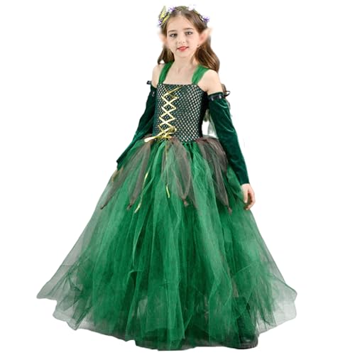 NASSMOSSE 1 Set Fairy Kostüm für Mädchen, elegante mysteriöse modische grüne Halloween -Kostüme, langes Feen -Cosplay -Abendkleid, L. NASSMOSSE 1 Set Fairy Kostüm für Mädchen, elegante mysteriöse modische grüne Halloween -Kostüme, langes Feen -Cosplay -Abendkleid, L. von NASSMOSSE