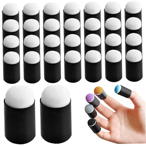 NASSMOSSE 30 Stcs Fingerschwamm Daubers basteln Zeichnen DIY Zylindrische Malerei Schwamm 1.3x0.7 In wiederverwendbarem schwarzem Gesichtsbehörde Malerei Pinsel für Kartenherstellung, Stempeln, Tinte von NASSMOSSE