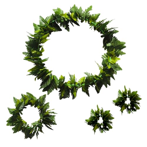 NASSMOSSE 4PCS Hawaiian Garland Set, künstliches Blatt -Stirnband, Halskette, Armband für Party NASSMOSSE 4PCS Hawaiian Garland Set, künstliches Blatt -Stirnband, Halskette, Armband für Party von NASSMOSSE