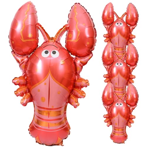 NASSMOSSE 4pcs Crawfish -Luftballons, 31 x 39 Zoll Aluminium Folie Hummerballons für Geburtstag Babyparty Brautthemenparty von NASSMOSSE