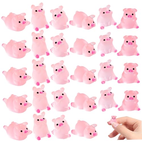 NASSMOSSE 50pcs Mini -Harztiere, leuchtende Schweine in 6 Stilen für DIY, Garten, Puppenhaus von NASSMOSSE