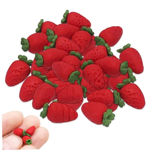 NASSMOSSE 50pcs gefälschte Erdbeeren süßes realistisches Harz Miniatur Red Fake Erdbeerdekor für 1 12 -Skala -Puppenhauszubehör von NASSMOSSE