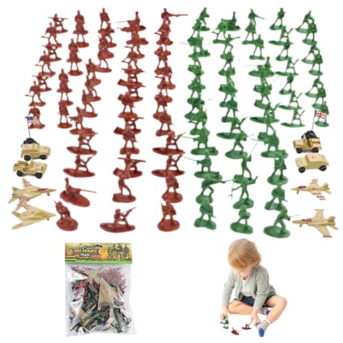 NASSMOSSE Armeespielzeug für, 110 Prozent Plastikspielzeugsoldaten Armee -Spielzeug mit Flugzeugen, Armeeauto, ＆ Kleine Soldaten, tragbare Armeefiguren von NASSMOSSE