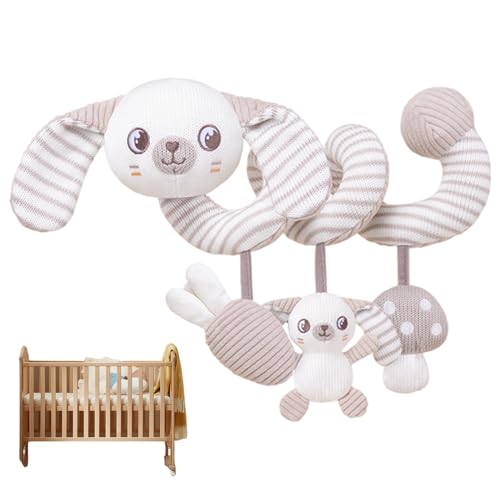 NASSMOSSE Baby Kinderwagen Spielzeug, weiche Spiralplüschauto-Sitzspielzeug mit Glocken, quietschende frühe Bildung Babygeschenke für Neugeborene 0-3 Jahre, Kaninchen von NASSMOSSE
