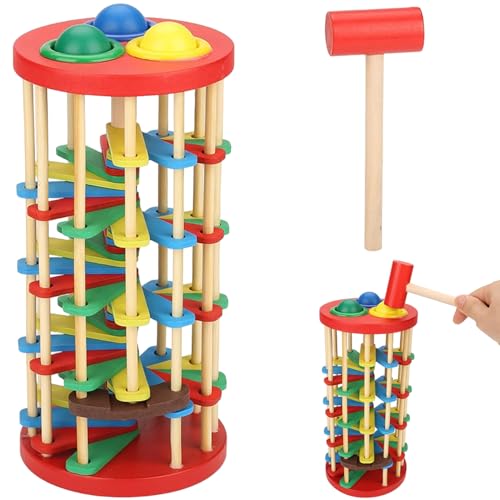 NASSMOSSE Ball Drop -Spielzeug, Holzball -Tropfen -Turm mit wirbelnden Rampen, Hammer- und 3 Bällen, Bildungsspielzeug für pädagogische Montessori für Babys Kleinkinder 3 Jahre alt NASSMOSSE Ball Drop -Spielzeug, Holzball -Tropfen -Turm mit wirbelnden Rampen, Hammer- und 3 Bällen, Bildungsspielzeug für pädagogische Montessori für Babys Kleinkinder 3 Jahre alt von NASSMOSSE