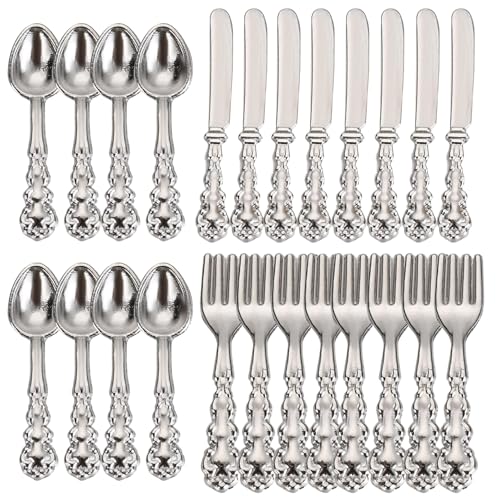 NASSMOSSE Dollhouse Besteck 24PCS Legierung Miniatur -Besteck mit gravierten Griffen NASSMOSSE Dollhouse Besteck 24PCS Legierung Miniatur -Besteck mit gravierten Griffen von NASSMOSSE