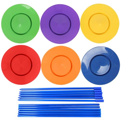 NASSMOSSE Drehplatten, 6pcs Plastik -Jonglierstäbe mit Tellern, unterhaltsames Gleichgewichtsspielzeug für Kinder, Innenräume, Outdoor NASSMOSSE Drehplatten, 6pcs Plastik -Jonglierstäbe mit Tellern, unterhaltsames Gleichgewichtsspielzeug für Kinder, Innenräume, Outdoor von NASSMOSSE