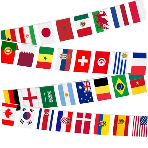 NASSMOSSE Flag-Banner 190 Fuß mit 200 Wasserdichten Landflaggen, fade-resistenten Bunting für Party, Sportveranstaltungen, Feierlichkeiten von NASSMOSSE