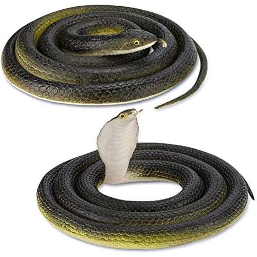 NASSMOSSE Gummischlange 2pcs 80 cm realistisch gefälschte Cobra -Schlangenspielzeug für Garten, Streich, Halloween von NASSMOSSE