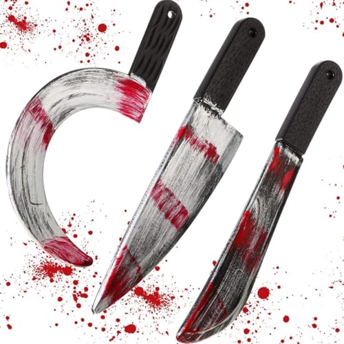 NASSMOSSE Halloween Kostümschneider, 3pcs blutige falsche süßeres Halloween -Machete -Spielzeug, Plastik NASSMOSSE Halloween Kostümschneider, 3pcs blutige falsche süßeres Halloween -Machete -Spielzeug, Plastik von NASSMOSSE
