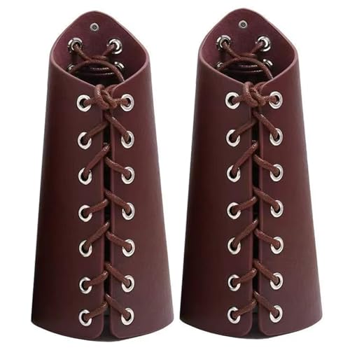 NASSMOSSE Lederbracer, 2pcs Vintage mittelalterliche Handschuhe, verstellbare Lederarmschutzwächter für Männer Frauen Halloween Party Cosplay von NASSMOSSE