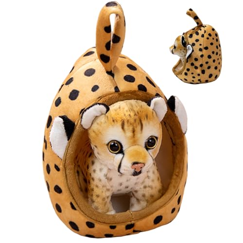NASSMOSSE Leopard gefülltes Tier, 7 Zoll realistisches Leopard -Plüsch mit Haustiernest, weiche PP -Baumwollplüschspielzeug für Jungen Mädchen Geburtstagsfeiern Geschenk von NASSMOSSE