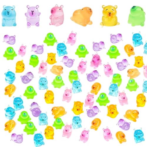 NASSMOSSE Mini Capybara Figuren 100pcs 6 Farbe & Stil Glühen im dunklen Mini Capybara DIY Friendly Decorative Harztiere für Mikrolandschaft, Dollhouse, Bonsai NASSMOSSE Mini Capybara Figuren 100pcs 6 Farbe & Stil Glühen im dunklen Mini Capybara DIY Friendly Decorative Harztiere für Mikrolandschaft, Dollhouse, Bonsai von NASSMOSSE