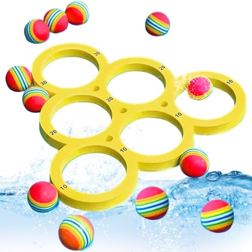 NASSMOSSE Poolspiele mit Punktzahl für Erwachsene, Eva -schwimmendes Poolspielzeug mit 12 farbenfrohen Wurfkugeln für das Schwimmen von NASSMOSSE