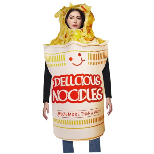 NASSMOSSE Ramen-Kostüm, Instant-Nudeln, Fast-Food-Kostüm mit Gesichtsöffnung, Nudelbecher, lustiges Essenskostüm für Erwachsene, Männer und Frauen von NASSMOSSE