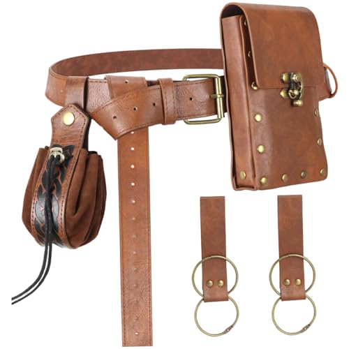 NASSMOSSE Renaissance -Gürtelbeutel, verstellbare Vintage Leder mittelalterliche Gürtelbeutel für Halloween Cosplay Kostümzubehör NASSMOSSE Renaissance -Gürtelbeutel, verstellbare Vintage Leder mittelalterliche Gürtelbeutel für Halloween Cosplay Kostümzubehör von NASSMOSSE