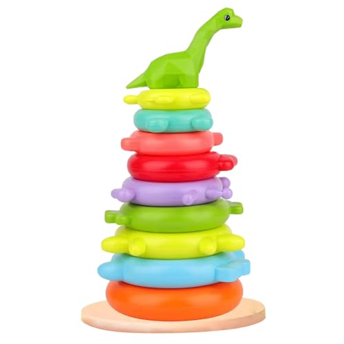 NASSMOSSE Ringstapelspielzeug, 5, 5 x 12 Zoll 9 Schichten langhaltig Drachenbaby Stapelringe, Plastikmontessori-Spielzeug mit Aufklebern für Kinder NASSMOSSE Ringstapelspielzeug, 5, 5 x 12 Zoll 9 Schichten langhaltig Drachenbaby Stapelringe, Plastikmontessori-Spielzeug mit Aufklebern für Kinder von NASSMOSSE