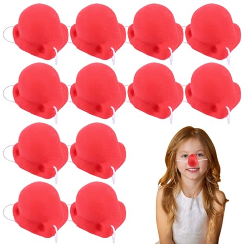 NASSMOSSE Rote Nase 12pcs Clown Nase mit elastischer Band Neuheit Cosplay Red Nosen Dekor für Kinder und Erwachsene Karnevalskleid Party Halloween von NASSMOSSE