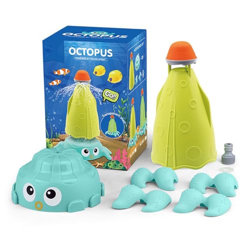 NASSMOSSE Sprinkler für Kinder, 360 ° rotierende Tintenfisch -Kinder Sprinkler, Plastik im Freien Wasserspielzeug für Sommergarten Yard Rasenpool von NASSMOSSE