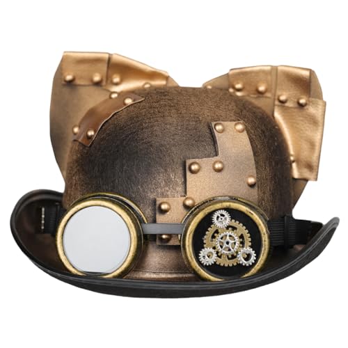 NASSMOSSE Steampunk Hut, Vintage Steampunk Top Hut mit Schutzbrille für Frauen Männer Halloween Party Cosplay Requisite von NASSMOSSE