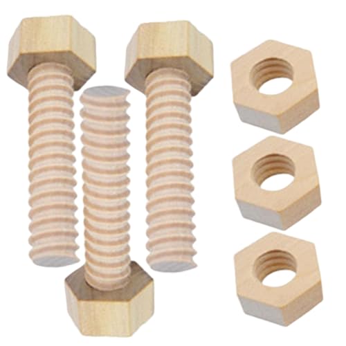 NASSMOSSE Stress Nut und Bolzen 3PCS/Set Holzbeteiligungsspielzeug Lernbildung DIY-Schraubenspielzeug für Kleinkinder 1-3 Kinder Kinderbaby vor Schulleuten von NASSMOSSE