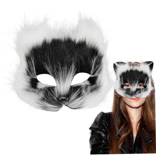 NASSMOSSE Therian Maske, Halbgesichtsfuchsmaske, atmungsaktive Tiermaske für Erwachsene Kinder, weiches glattes Cosplay pelziges Kostüm für Maskerade Party Ostern schwarzweißes Set NASSMOSSE Therian Maske, Halbgesichtsfuchsmaske, atmungsaktive Tiermaske für Erwachsene Kinder, weiches glattes Cosplay pelziges Kostüm für Maskerade Party Ostern schwarzweißes Set von NASSMOSSE