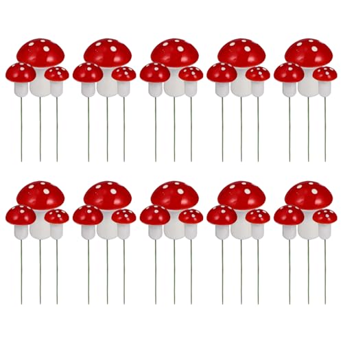 Pilzkuchendekorationen, 30pcs 3 Größen Mini Cupcake Toppers für Geburtstag Babyparty Party Mikrolandschaftsdekoration von NASSMOSSE