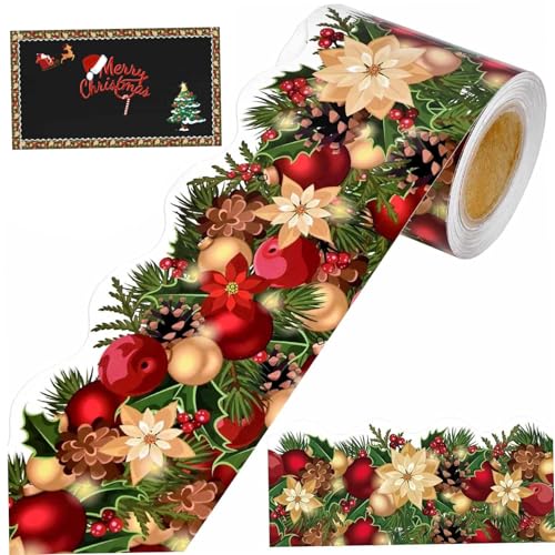Weihnachts-Pinnwand-Rand, 7, 6 x 18, 9 m, Weihnachts-Pinnwand-Dekoration, wasserfest, selbstklebend, dekorativer Rand für Partys im Klassenzimmer Weihnachts-Pinnwand-Rand, 7, 6 x 18, 9 m, Weihnachts-Pinnwand-Dekoration, wasserfest, selbstklebend, dekorativer Rand für Partys im Klassenzimmer von NASSMOSSE