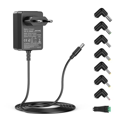 NASTIMA 12V 1A Kinder-Elektroauto-Ladegerät für Kinder-Elektroauto, SUV ATV, Motorrad, etc., Universal 12V-Ladegerät mit Anzeigeleuchte, ausgestattet mit 8 Arten von Konverter von NASTIMA