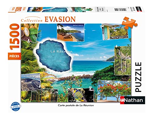 Nathan - Puzzle 1500 Teile - Postkarte der Reunion - Erwachsene und Kinder ab 14 Jahren - Hochwertiges Puzzle - Perfekter Einbau - Flucht Kollektion - 87342 von NATHAN