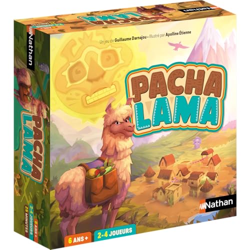 NATHAN - Pachalama – Gesellschaftsspiel Familie Kinder – Strategisches Rennen – Überquert die Anden, Tausch von Kakao und Gemüse, vermeidet die Fallstricke der anderen Lamas – ab 6 Jahren – 2 bis 4 von NATHAN