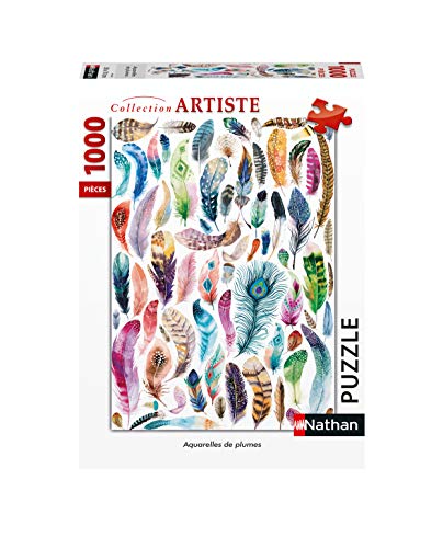 Nathan 4005556876402 pièces-Aquarelles Plumes Puzzle für Erwachsene, Mehrfarbig, 1000 Unité (Lot de 1) von NATHAN