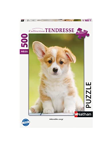 Nathan - Puzzle 500 Teile - Entzückender Corgi - Erwachsene und Kinder ab 12 Jahren - Hochwertiges Puzzle - Perfekte Einbettung - Kollektion Tendresse - 87318 von NATHAN