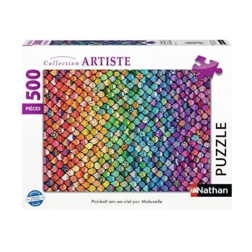 Nathan Puzzle für Erwachsene – Puzzle 500 Teile – Regenbogen/Maluzelle Poiskaï – Erwachsene und Kinder ab 12 Jahren – Hochwertiges Puzzle – Kollektion Flucht – 12001442 von NATHAN