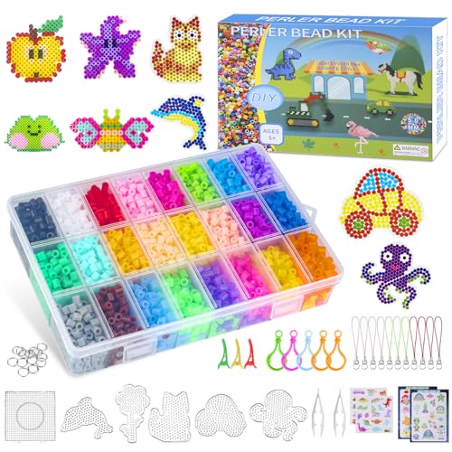 NATNAV 7300 Stück 24 Farben 5mm Bügelperlen Set mit 5 Bügelperlen Platten, 67 Mustern, Geschenk für Kinder NATNAV 7300 Stück 24 Farben 5mm Bügelperlen Set mit 5 Bügelperlen Platten, 67 Mustern, Geschenk für Kinder von NATNAV