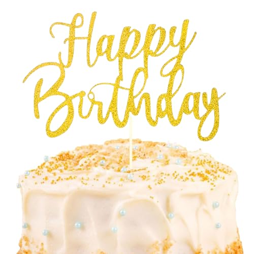 NATOSU Handmade Glitter Happy Birthday Tortendeko, Kuchen Deko Cake Topper Happy Birthday, Geburtstag Party Dekoration Zubehör,Geburtstagsfeier für Kinder und Erwachsene von NATOSU