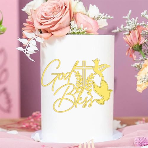 NATOSU Tortendeko Kreuz Gold Acryl Tortendeko God Bless Tortenaufsatz Spiegel Tortendeko Set für Taufe Hochzeit Geburtstag Babyparty Kommunion NATOSU Tortendeko Kreuz Gold Acryl Tortendeko God Bless Tortenaufsatz Spiegel Tortendeko Set für Taufe Hochzeit Geburtstag Babyparty Kommunion von NATOSU