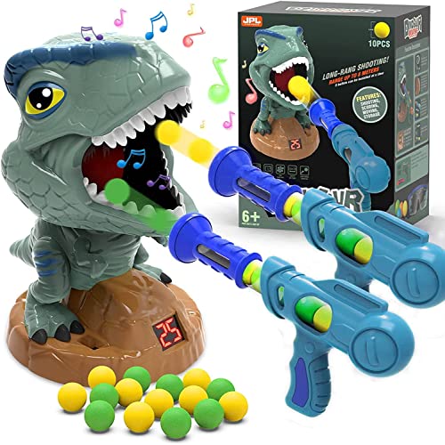 Dinosaurier Schießspielzeug für Kinder, Bewegliches Schießen Spielzeugpistolen Zielscheibe mit 2 Luftpumpenpistolen Zielübungsspielzeug für 5 6 7 8+ Jungen Mädchen Weihnachts Garten Partyspielzeug von NATTHSWE